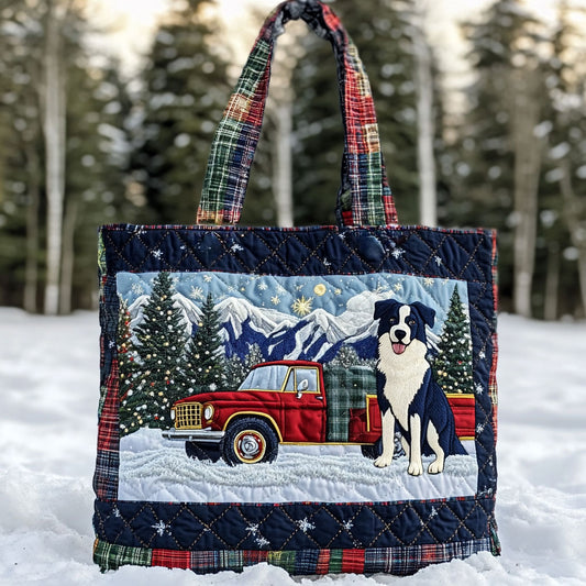 Border Collie Holiday Joy WN0611011CL Quilted Tote Bag