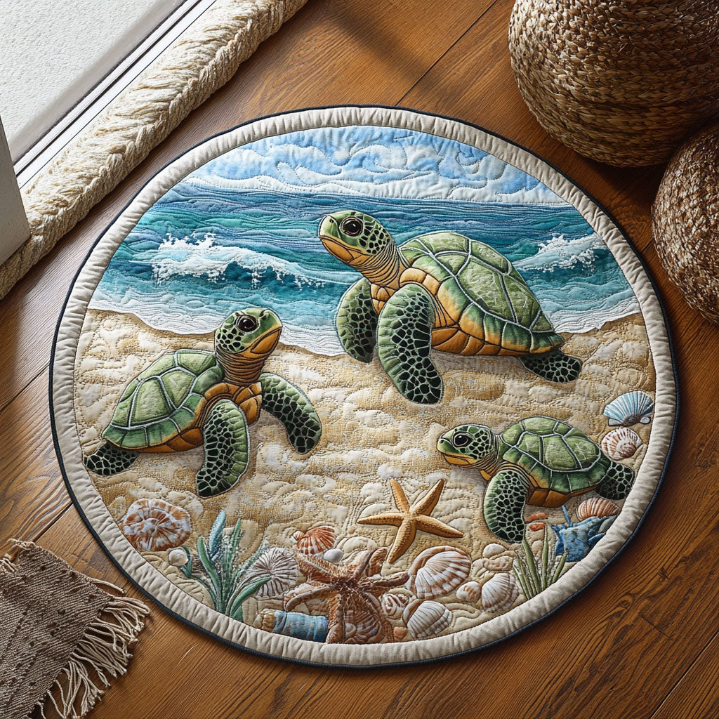 Turtle In The Sand WY2204036CL Quilted Round Mat