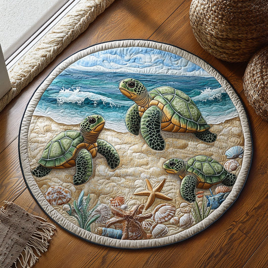 Turtle In The Sand WY2204036CL Quilted Round Mat