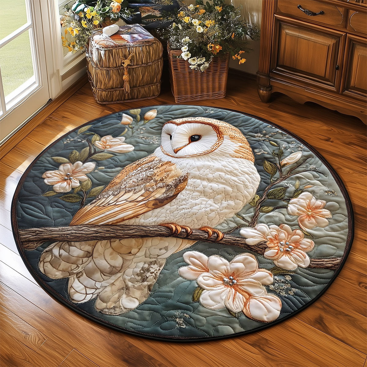 Cute Spring Owl WP2304006CL Quilted Round Mat