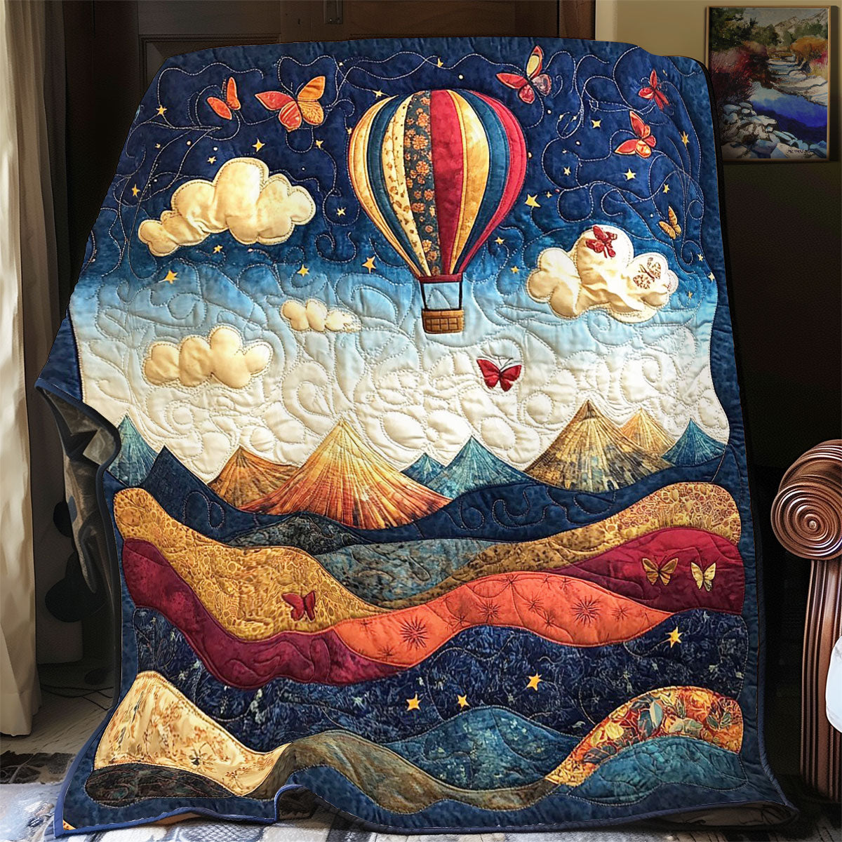 Hot Air Balloon View WY2103020CL Quilt
