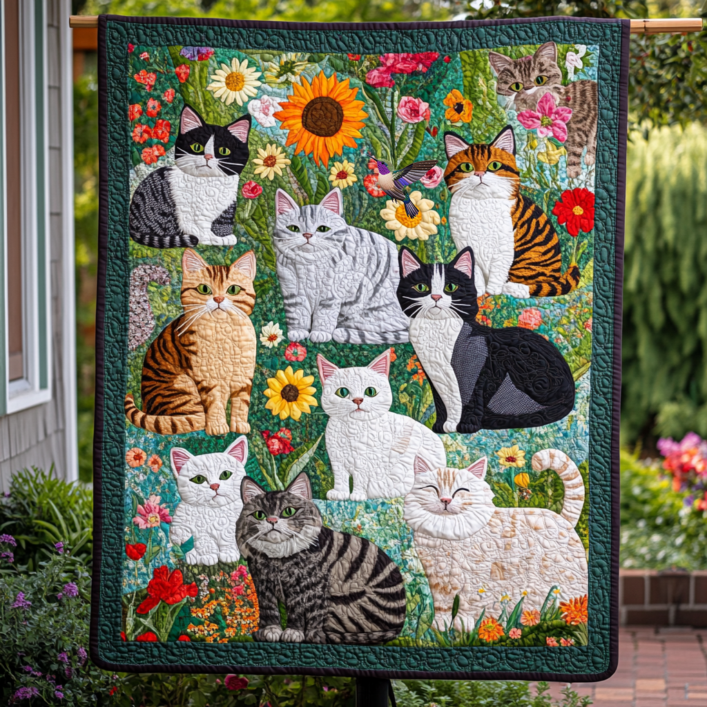 Cat Breeds And Flowers YR0312005CL Quilt