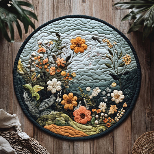 Under Sea Flower CP2605008CL Quilted Round Mat