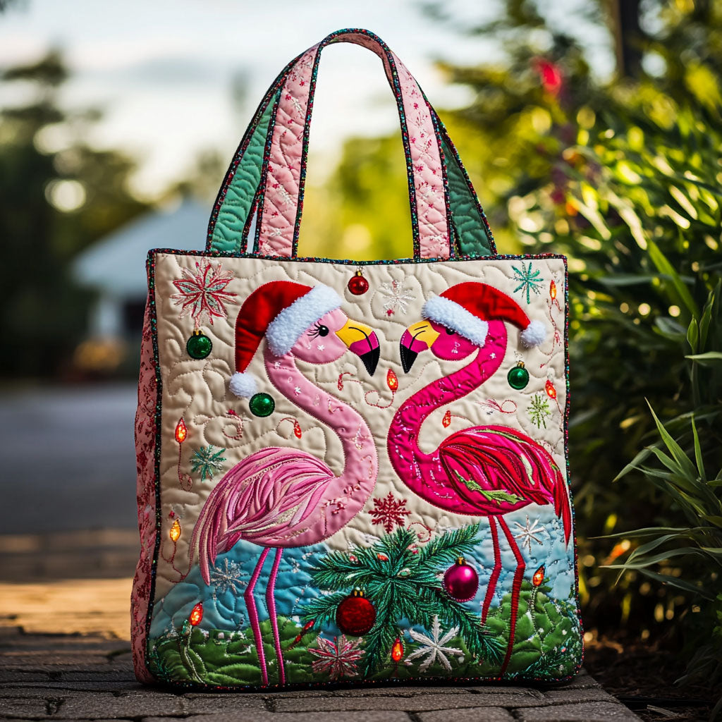 Flamingo Yuletide WN0210047CL Quilted Tote Bag