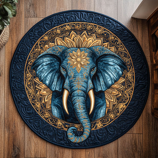 Blue Mandala Elephant WX2805005CL Quilted Round Mat