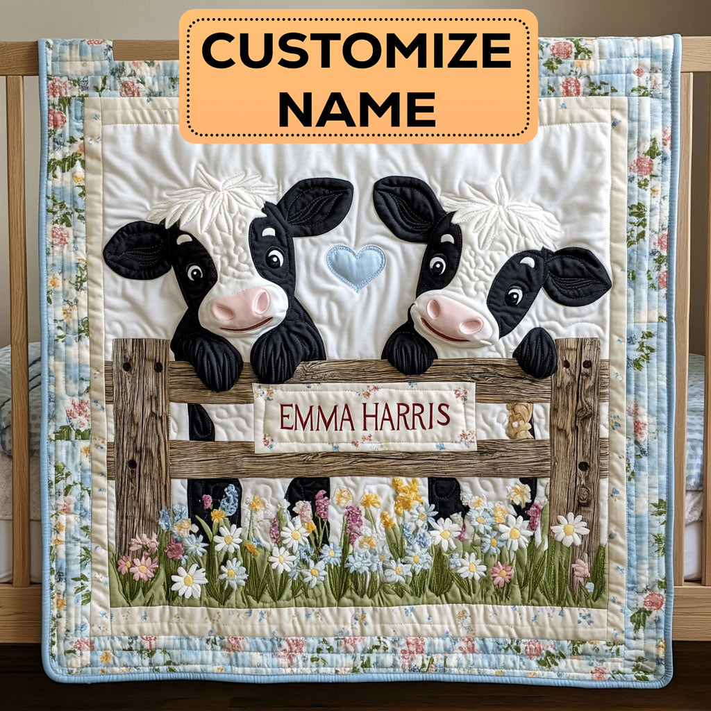 Little Cow Love CW3107012CL Personalized Baby Quilt