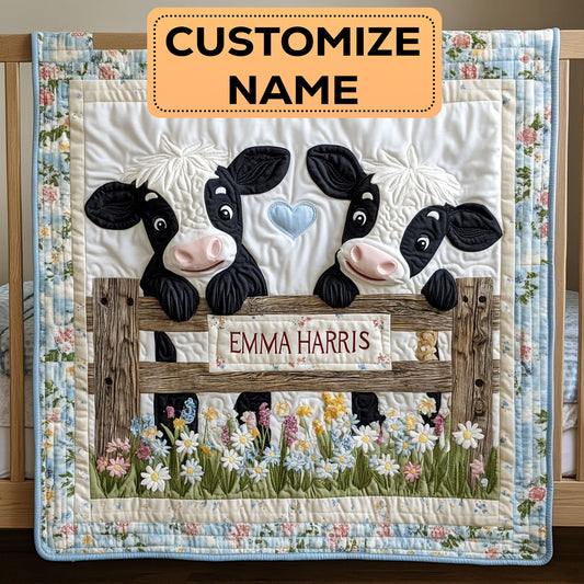 Little Cow Love CW3107012CL Personalized Baby Quilt
