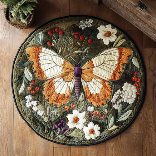 Harvest Butterfly WN2804037CL Quilted Round Mat
