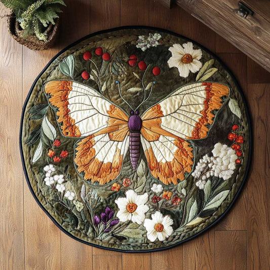 Harvest Butterfly WN2804037CL Quilted Round Mat