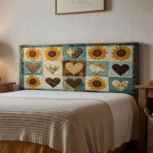 Vintage Sunflower And Heart WN1312086CL Quilted Headboard Slipcover