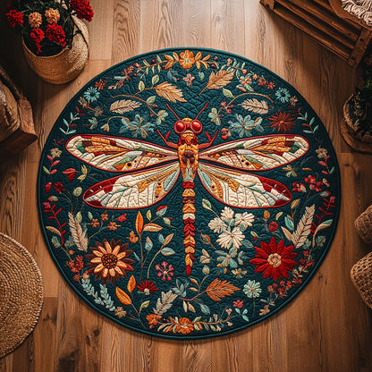 Green Forest Dragonfly WY1706060CL Quilted Round Mat