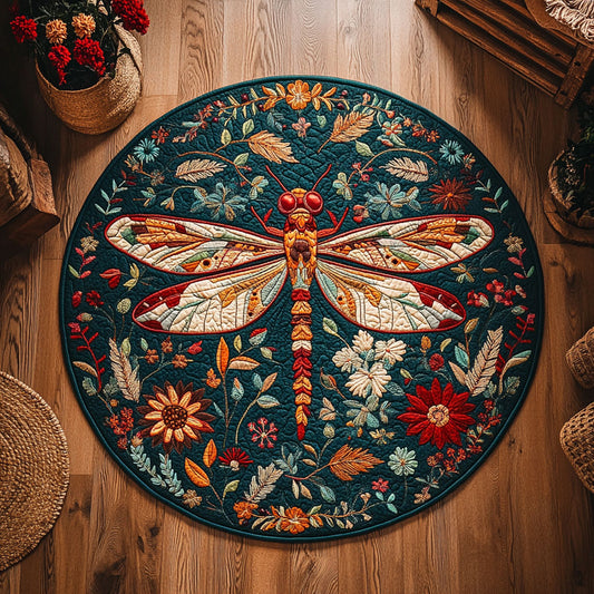Green Forest Dragonfly WY1706060CL Quilted Round Mat