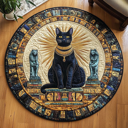 Golden Bastet Glow CW0108015CL Quilted Round Mat