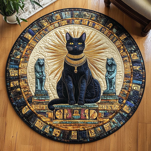 Golden Bastet Glow CW0108015CL Quilted Round Mat