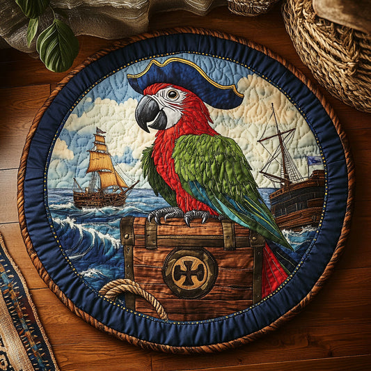 Pirate Parrot WY2504020CL Quilted Round Mat