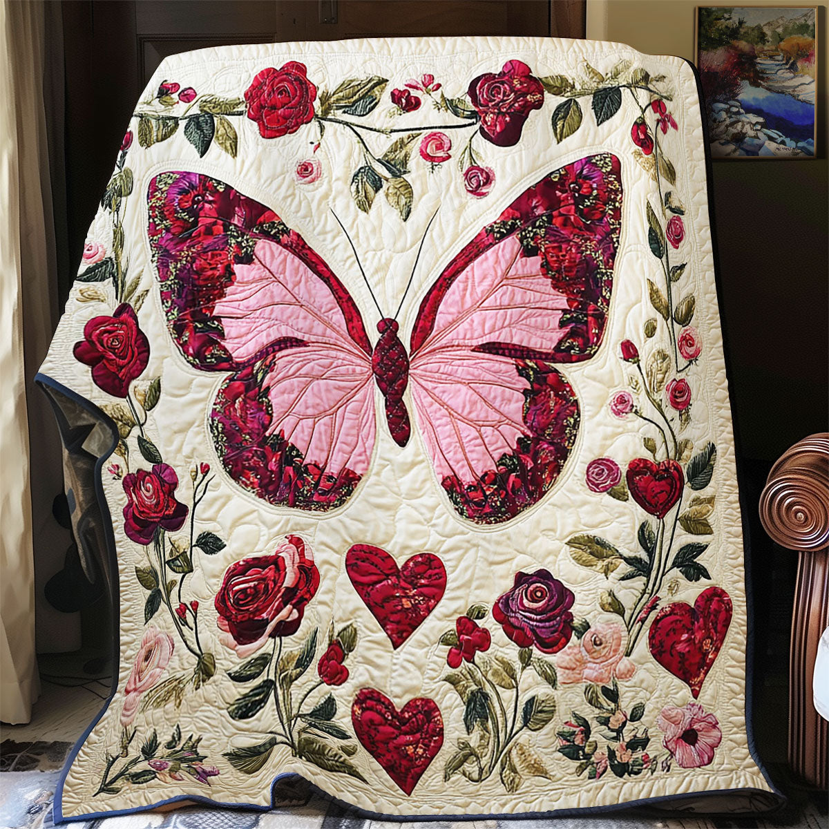 Butterfly In Rose Garden WY1802011CL Quilt