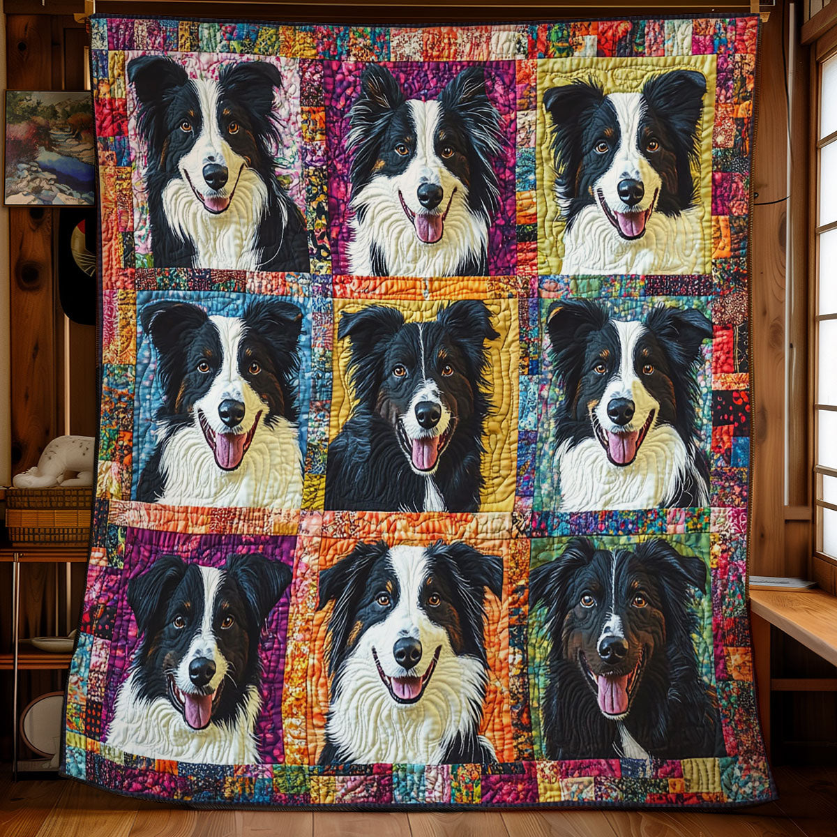 Happy Border Collie WY2001083CL Quilt