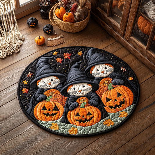 Halloween Feline WY1107015CL Quilted Round Mat