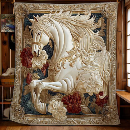 Royal Horse In Flower WY1701058CL Quilt
