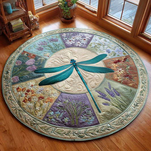 Dragonfly Blossom CW0908015CL Quilted Round Mat