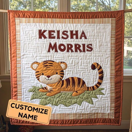 Tiger Cuddle CP2507016CL Personalized Baby Quilt