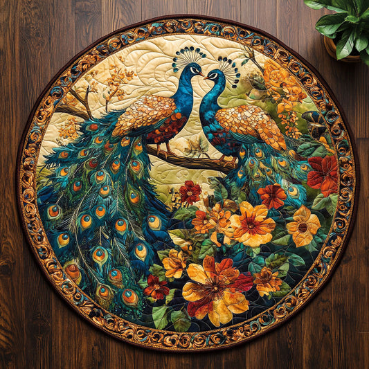 Peacock Love CM0505043CL Quilted Round Mat