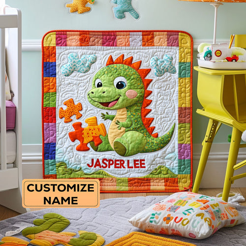 Puzzle Dino WY2807030CL Personalized Baby Quilt