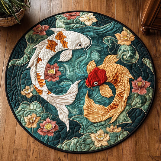 Koi Fish Fortune WN2107018CL Quilted Round Mat