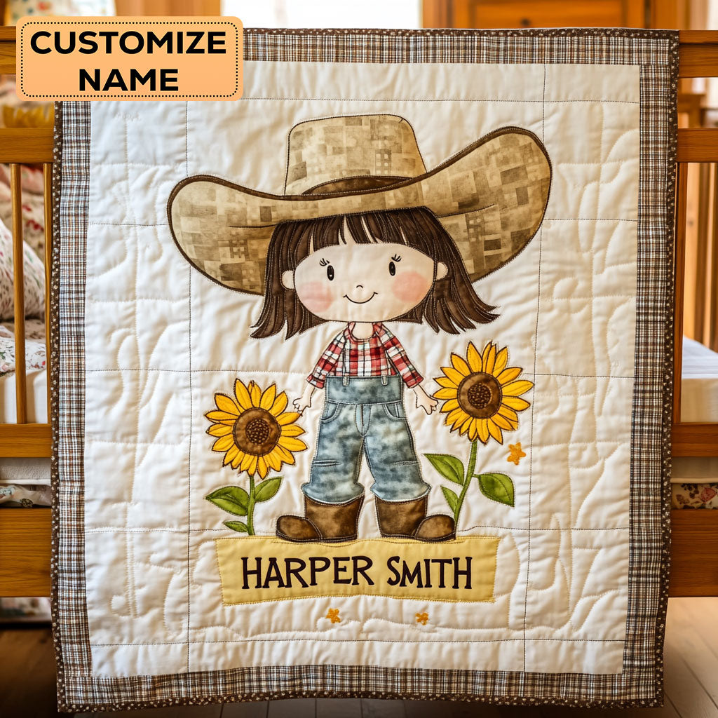 Sunshine Cowgirl WY2507046CL Personalized Baby Quilt