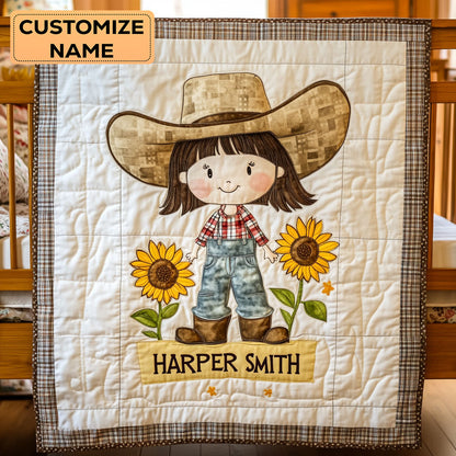 Sunshine Cowgirl WY2507046CL Personalized Baby Quilt
