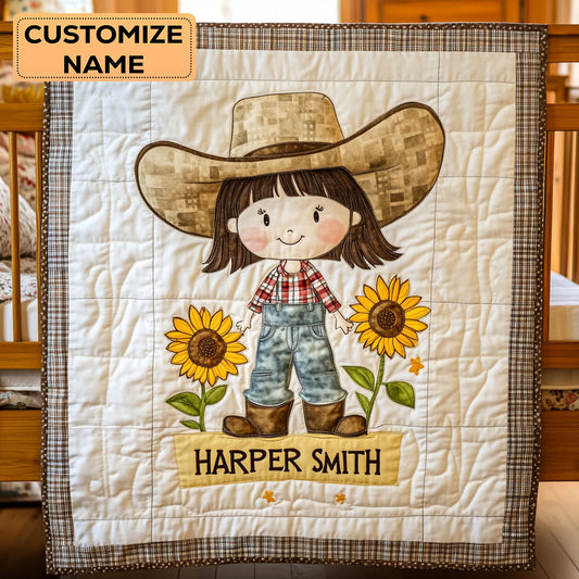 Sunshine Cowgirl WY2507046CL Personalized Baby Quilt
