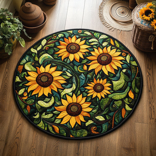 Meadow Of Sunflower WY0206029CL Quilted Round Mat