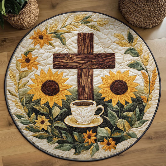 Floral Dawn Cross WN2508049CL Quilted Round Mat