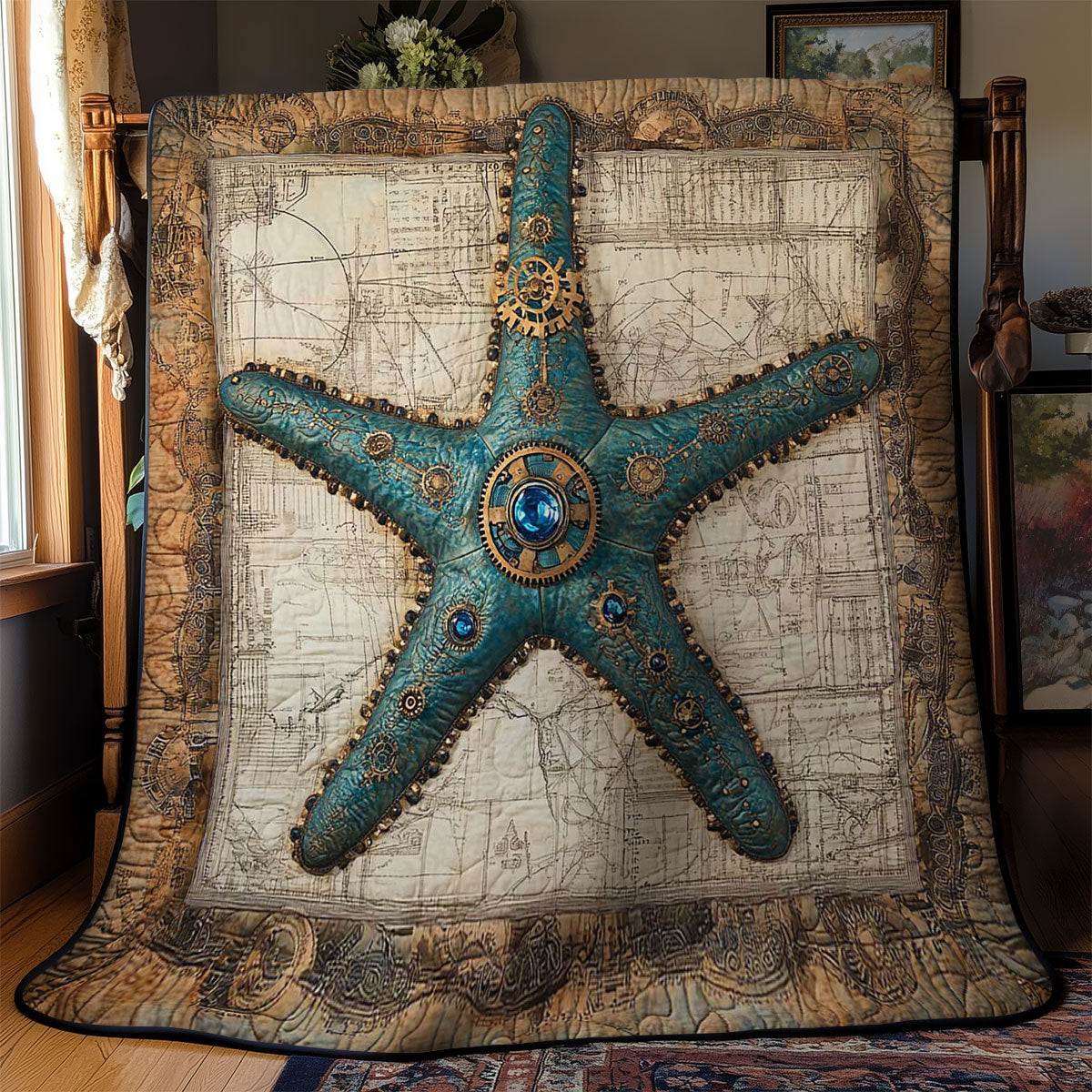 Nautical Steampunk Starfish WN0602046CL Quilt