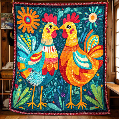Folk Chicken Harmony CW1411033CL Quilt