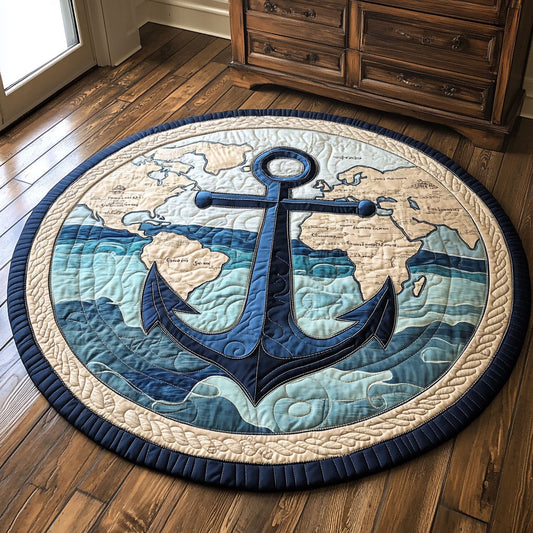Teal Voyage CP0110068CL Quilted Round Mat