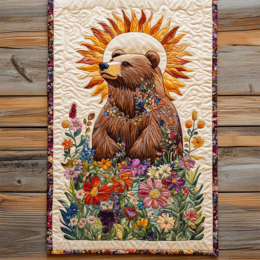 Bear In Wildflower WY2504026CL Quilted Table Runner