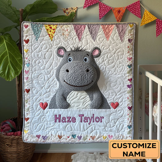 Happy Hippo WN2307032CL Personalized Baby Quilt