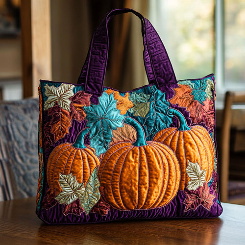 Fall Pumpkin CW3009008CL Quilted Tote Bag