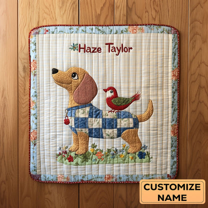 Dachshund Dreams WN2307006CL Personalized Baby Quilt