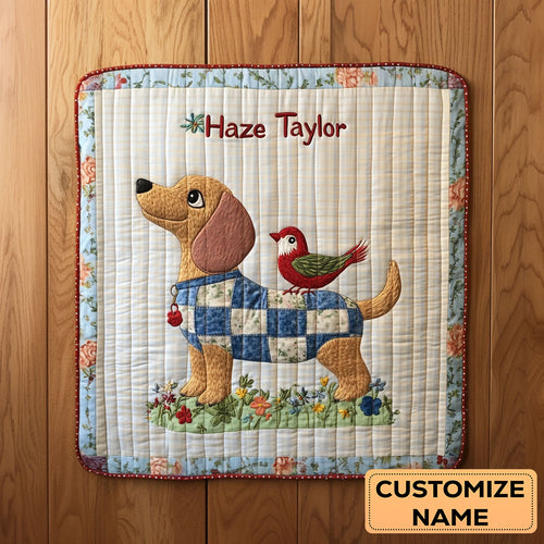 Dachshund Dreams WN2307006CL Personalized Baby Quilt