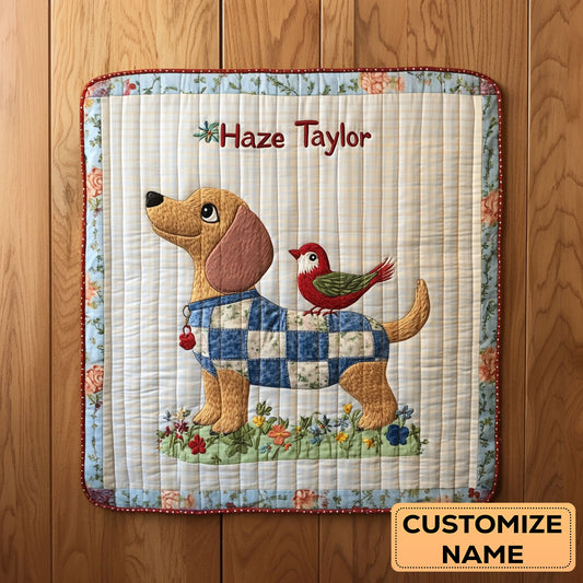 Dachshund Dreams WN2307006CL Personalized Baby Quilt