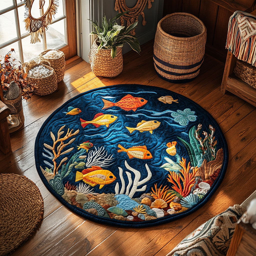 Tropical Fish WY0705069CL Quilted Round Mat