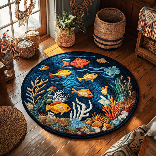Tropical Fish WY0705069CL Quilted Round Mat
