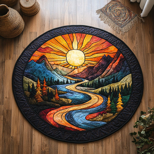 Vibrant Sunset Forest WY0206045CL Quilted Round Mat