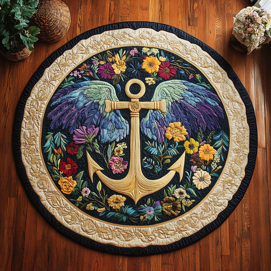 Botanical Anchor WY1106007CL Quilted Round Mat