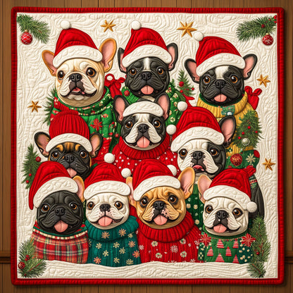 Bulldog Santa Party CW1411044CL Quilt