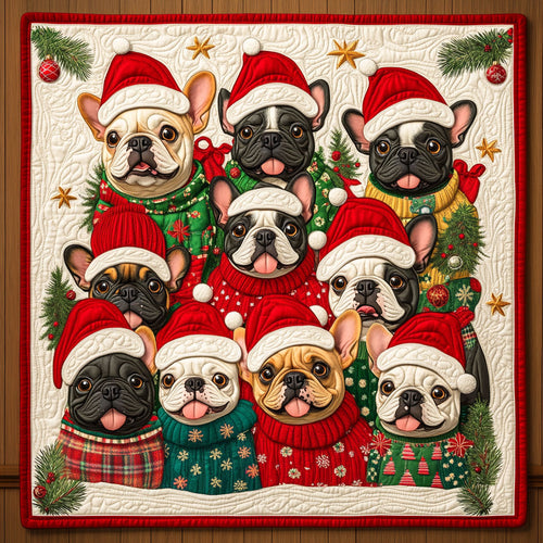 Bulldog Santa Party CW1411044CL Quilt