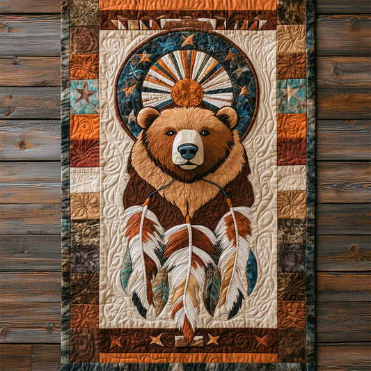 Native Feather Bear WY2504034CL Quilted Table Runner