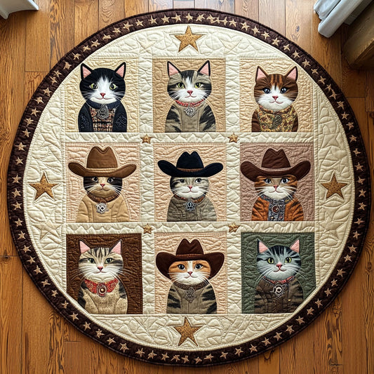 Wild West Kitties WY2008084CL Quilted Round Mat